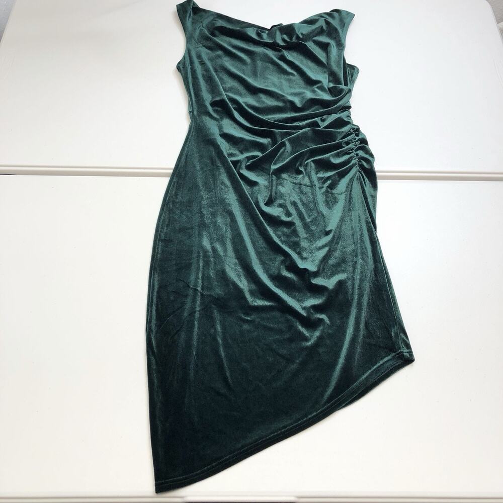 Sam Edelman Marsha Ruched Velvet Green Midi Dress size 10
